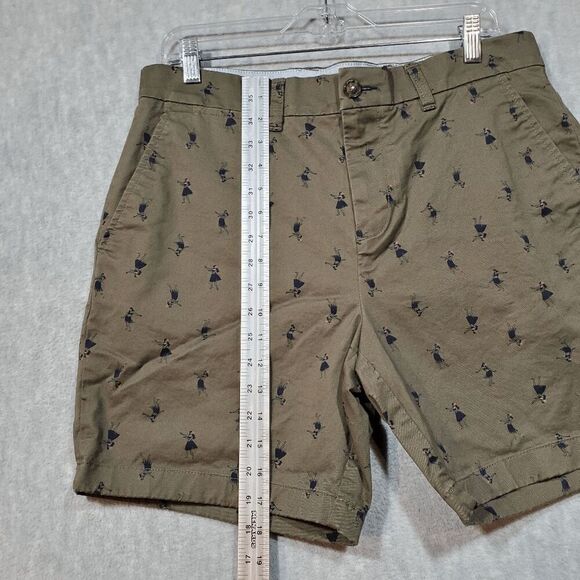 Tommy Hilfiger Shorts Mens 34 Green Hula Dancer Hawaiian Chino Flat Front Preppy - Picture 4 of 10